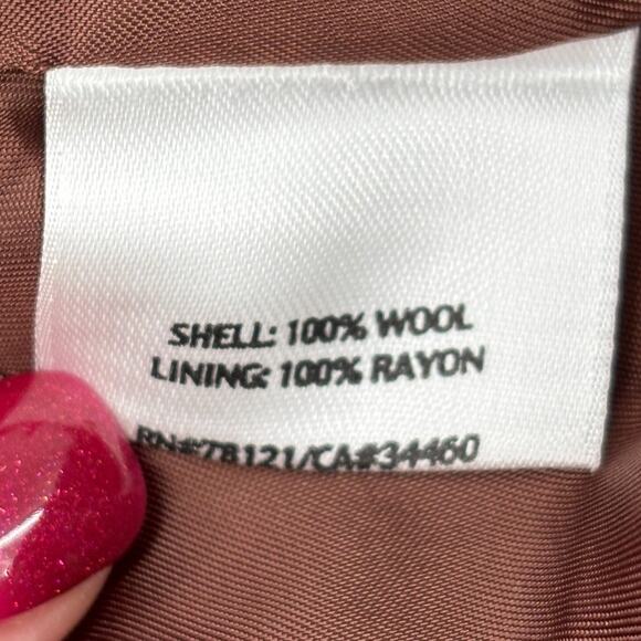 Eileen Fisher Italian Wool Jacket Size L Cinnamon Brown Lined Zip Coat Pockets - Picture 7 of 10